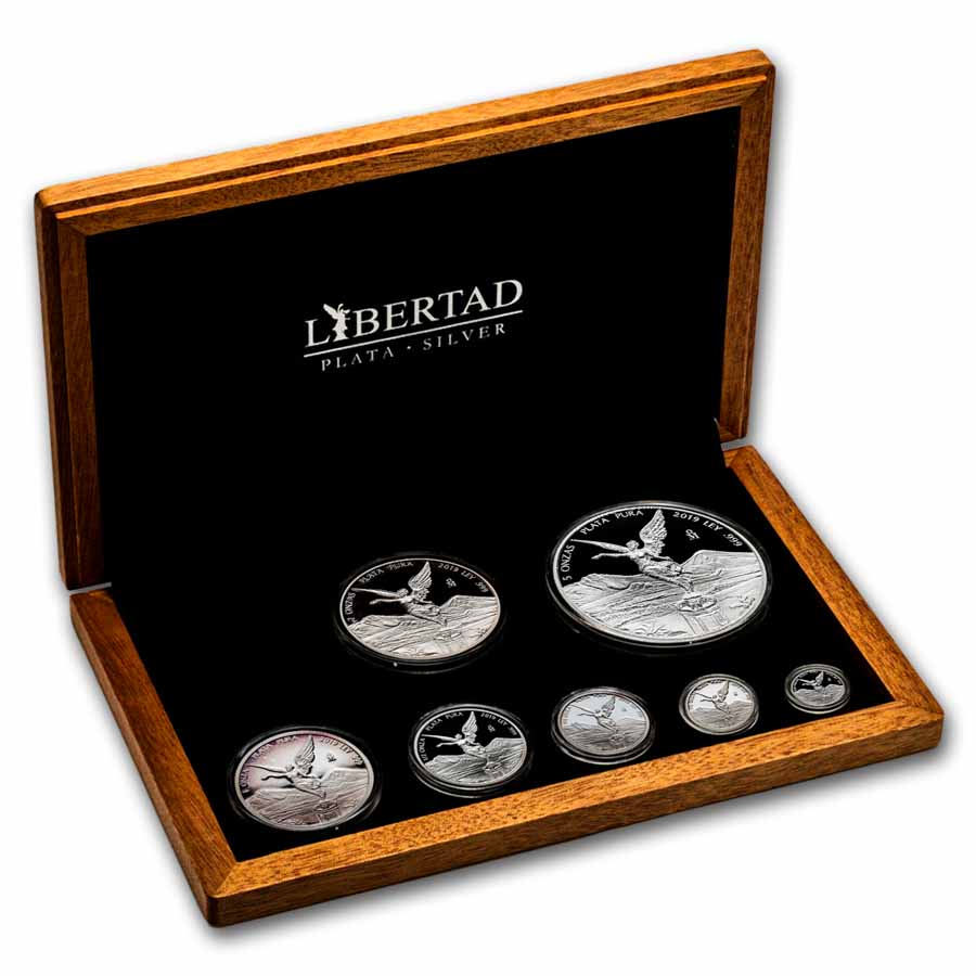 額縁セット　メキシコ 2019 Mexico 7-Coin Silver Libertad Proof Set (8.9 oz, Wood Box) | eBay